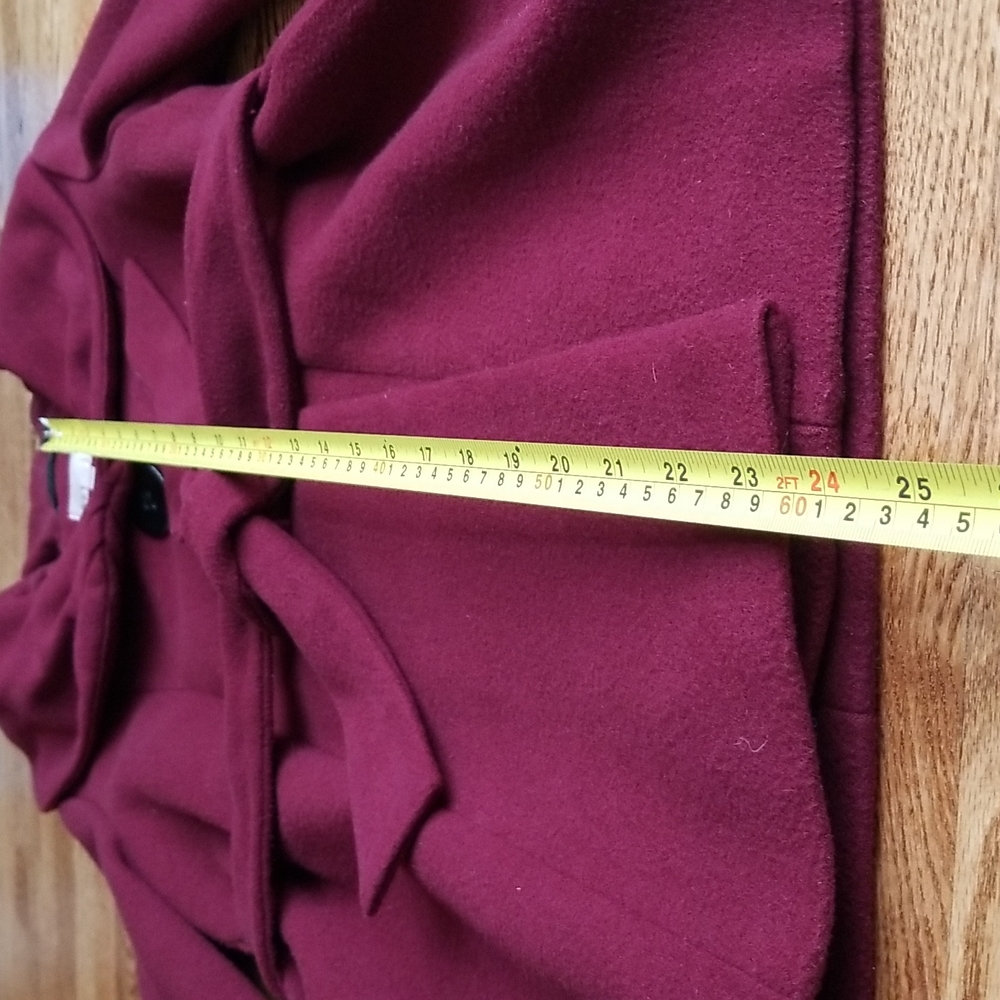 (6) Cleo Petites Thick Burgundy Jacket β€ Fall β€ Viscose Blend β€ Trench Cozy - Picture 5 of 10